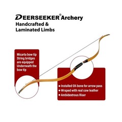 Deerseeker Archery 52″ Exotic Recurve Bow Traditional Longbow Laminated Ambid…