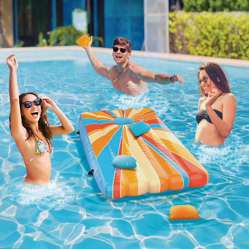 35-Inch Inflatable Pool Cornhole Set Toss Games for Kids and Adults