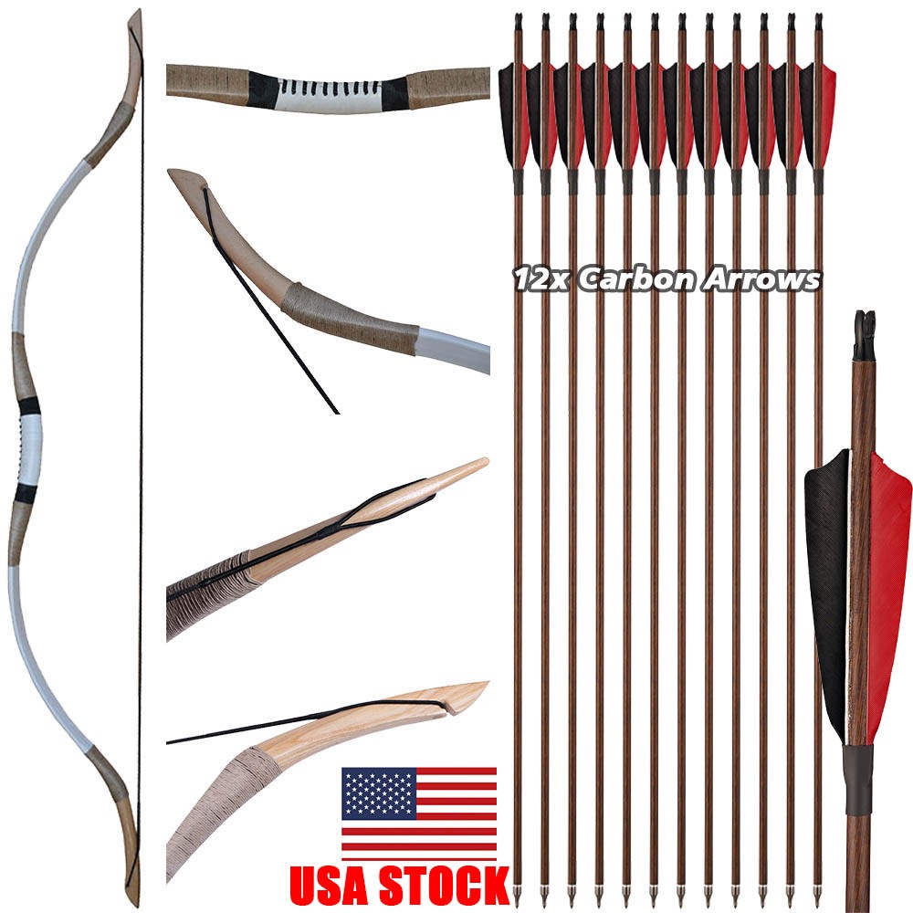 30-70lb Traditional Recurve Bow Mongolian Horse Bow Archery Handmade Hunting Bow
