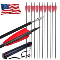 12/24pcs 31″/30″ Carbon Arrows Quiver 100 Grain 2 Blade Broadheads Hunting Shoot
