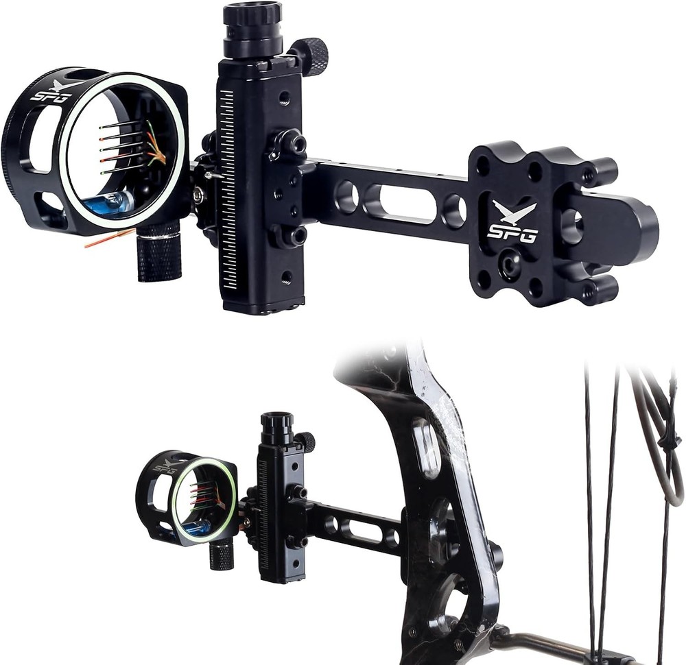 Archery Compound Bow Sights – 1 pin or 5 pins Bow Sight with 8X Scope Lens Right