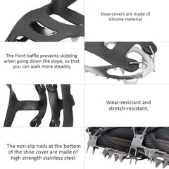 1 Pair 18 Teeth Crampons Fishing Snow Shoe Spiked Grips Cleats AntiSlip FF
