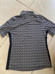 Kerrits Women’s Short Sleeve 1/4 Zip Equestrian Top Shirt Black/White Print