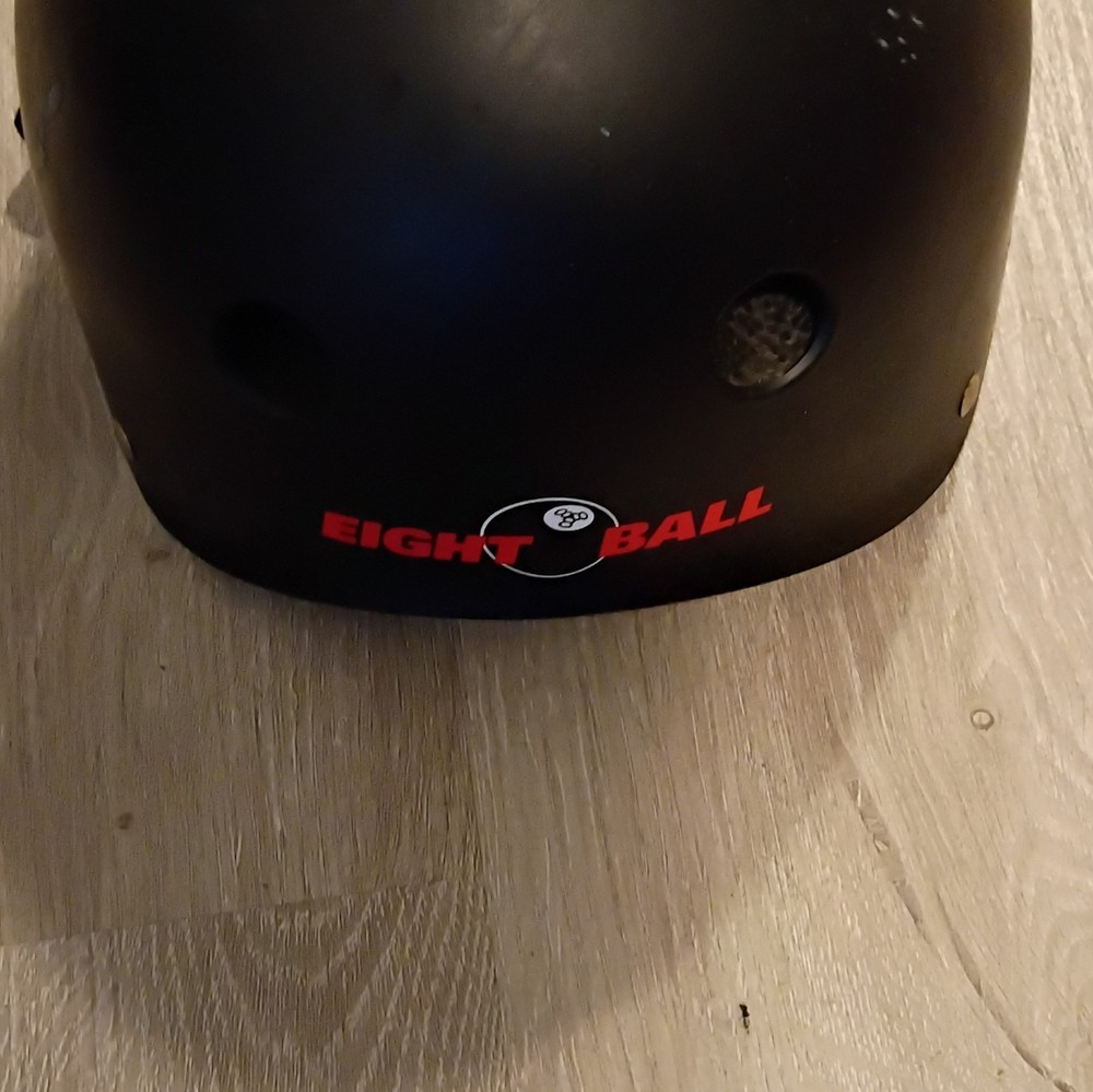 EIGHT BALL Black Skateboard Helmet w/ Chin Strap, ASTM CPS-1