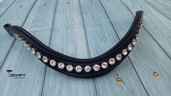 Stunning Leather 8mm Large Crystal U-Shaped Horse Browband – Perfect for Shows