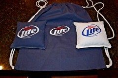 8 Cornhole Bags Plus a Carrying Bag! Miller Lite! Whole Corn or Pellets