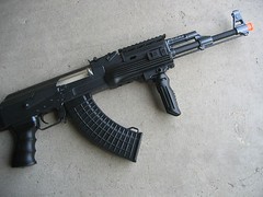 DE Metal AK-47S Airsoft AEG Rifle 320 FPS @ 0.2G w/ RIS Folding Stock Black