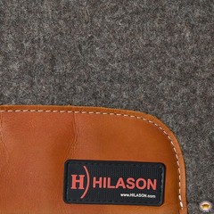 C-P849 Western Wool Felt Gel Horse Saddle Pad Grey W/ Tan Cowhide Leather