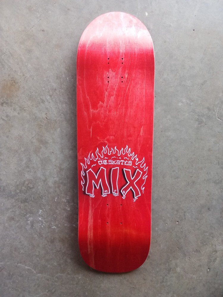 9.25″ Skateboard Deck Pool Shape MIX Mfg Handcrafted in USA Red Adj. WB