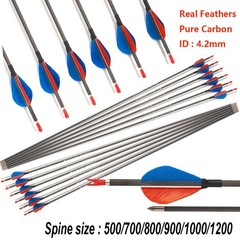 12PCS Archery Pure Carbon Arrows Turkey Feathers SP500-1200 Recurve Compound Bow