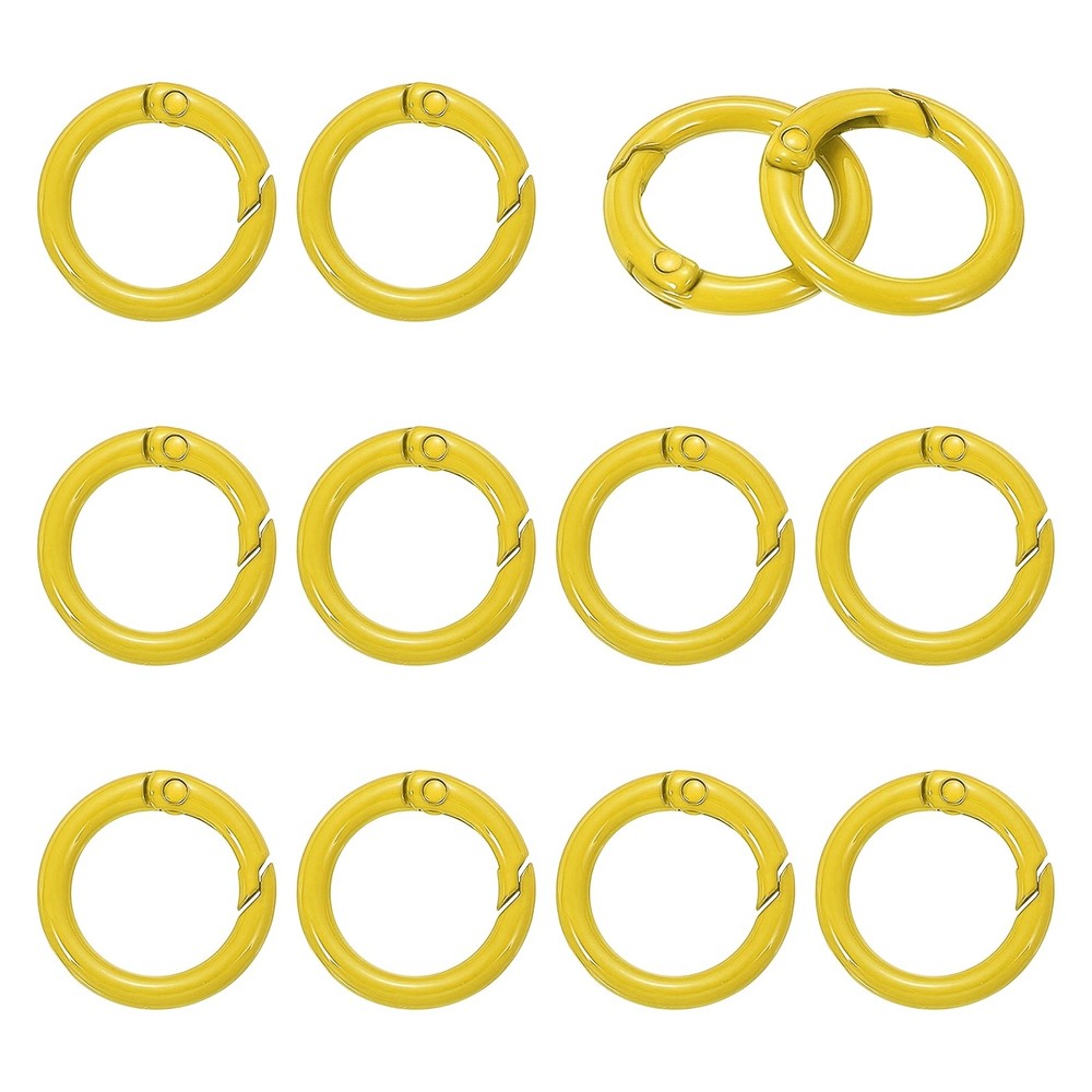 1″ Spring O Rings, Spring Snap Keyring for Handbag, 12 Pack Yellow