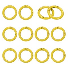 1″ Spring O Rings, Spring Snap Keyring for Handbag, 12 Pack Yellow