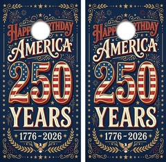 Americas 250 Anniversary Cornhole Board Wrap LAMINATED Decal Vinyl Sticker #5033