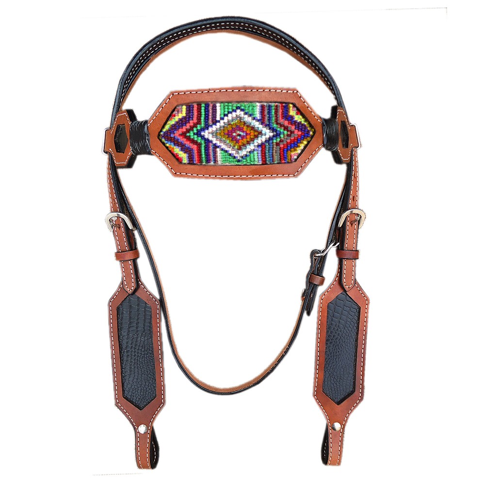 BH HILASON Western Horse Headstall Tack Genuine American Leather Brown