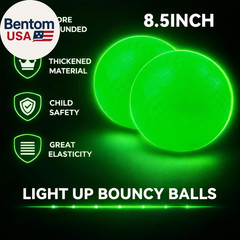 Glow in the Dark Ball 2 Pack, 8.5 Inch Light up Kickball Playground Ball with 2