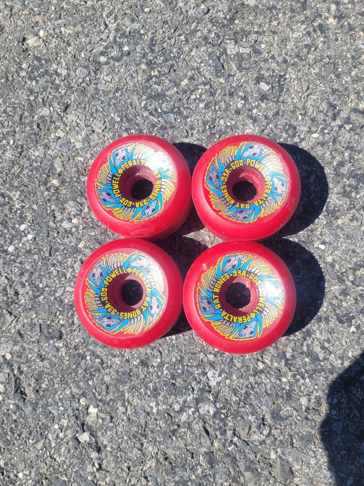 Vintage 80s NOS Powell Peralta Red Rat Bones Skateboard Wheels 60/93A