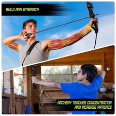 CrazyMouse Recurve Bow Set 45-In 8 Arrows Ambidextrous Fiberglass Archery
