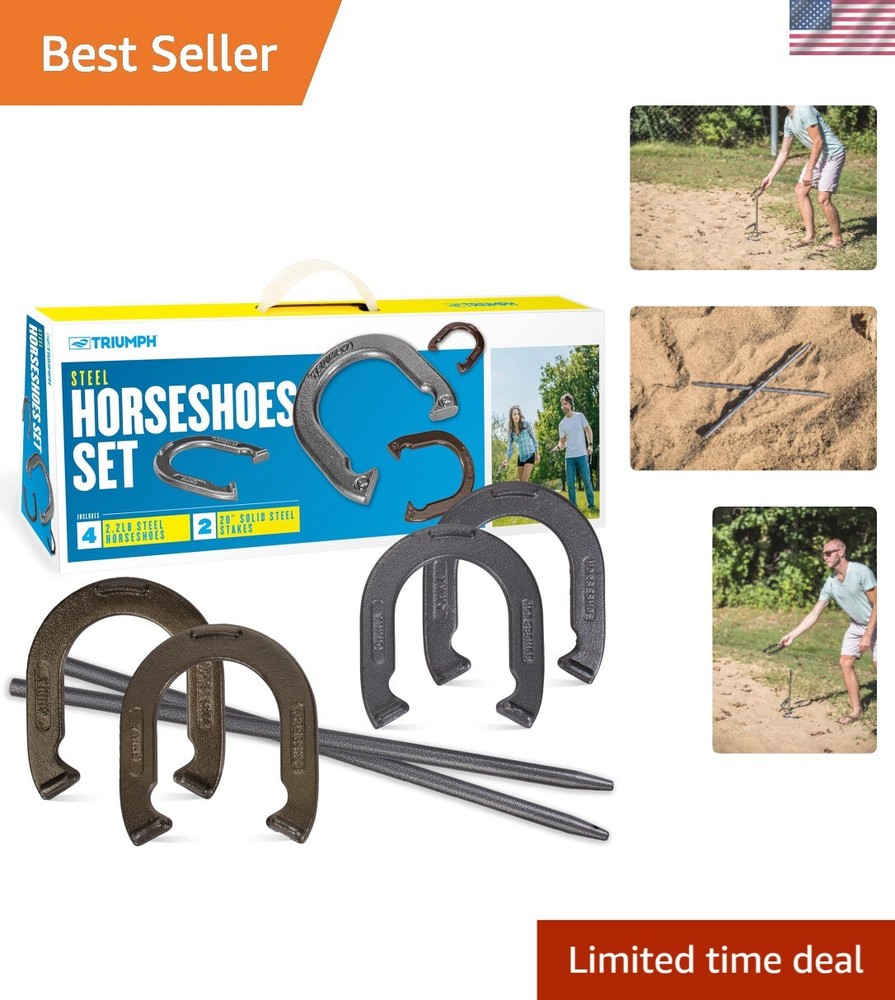 Gold & Silver Powder-Coated Horseshoe Game Set – Perfect for Backyard Gatherings