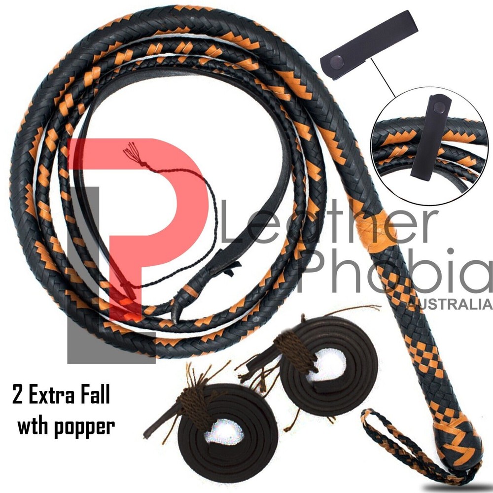 Kangaroo Hide Stock Whip 04 to 12 Feet Long Custom 16 Plaited Bull Whip Handmade