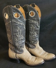 Rare Vintage Tony Lama Grey Bullhide Buckaroo Cowboy Boots-M 8 AA / W 9.5 Narrow