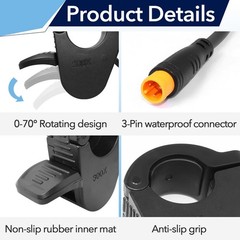 300X Ebike Thumb Throttle, Ebike Throttle 3 Pin for 7/8″ 22mm Left and Right …