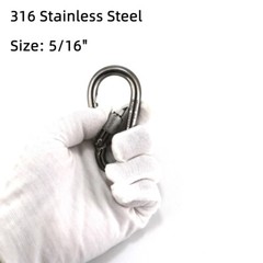 4 Pack 3.16″ Stainless Steel Locking Carabiner Clip Heavy Duty Snap Spring Hook