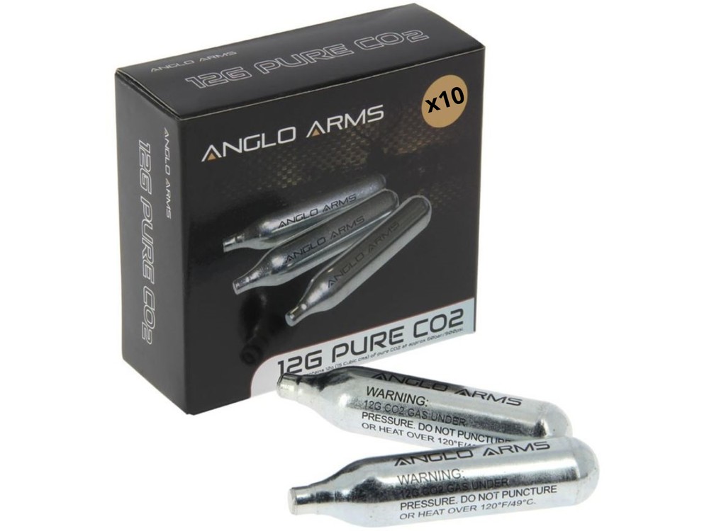 Anglo Arms [Pack of 10] 12g Gram CO2 Cartridges for Airsoft, AirGuns, Paintball