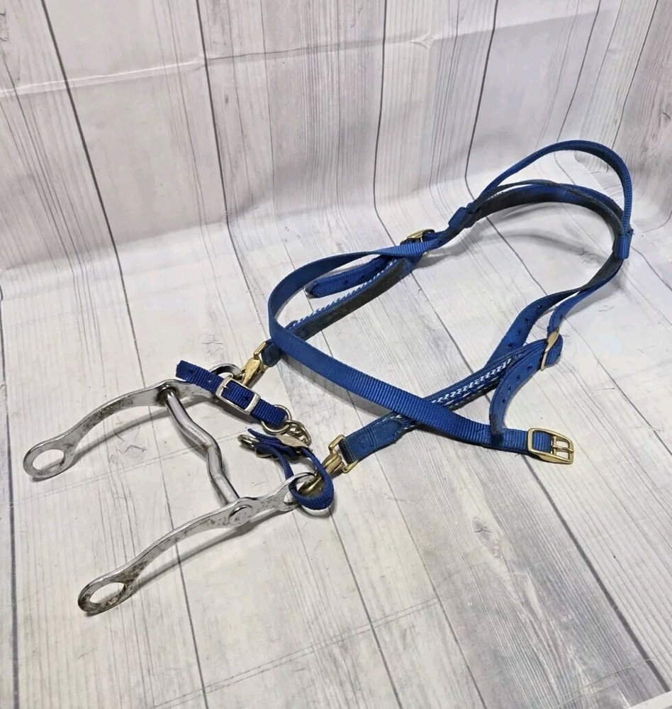 BLUE NYLON BRIDLE & Standard 5.5″ Correction Bit HORSE Accessory