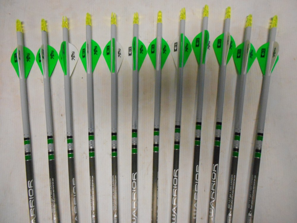 12-Warrior 340 by Gold Tip Carbon Dipped/Crested Arrows CUT TO LENGTH!