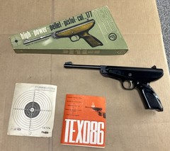 Vintage TEX 086 .177 Break Barrel Air Pistol Box Manual Target Czechoslovakia