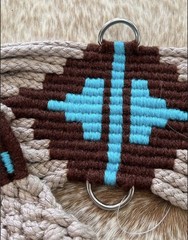 32” Size Western String Girth Cinch Teal Aztec Design