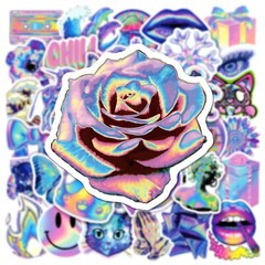 50pc HOLOGRAPHIC COLORFUL STICKER MIX, Waterproof, Cars-Phones-Bikes-Skateboards