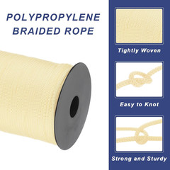 1/8 Inch Polypropylene Rope Braided Ropes, 328Ft Nylon Rope Hollow Utility Cord