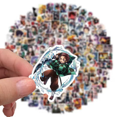 100/200pcs Anime Demon Slayer Vinyl Stickers Laptop Skateboard Phone Decals