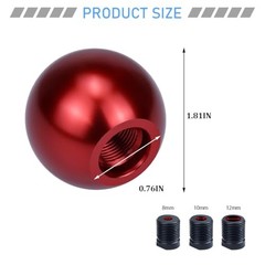 Osilly Car Round Ball Gear Shift Knob, Aluminum Alloy Vehicle Lever Shifter Red
