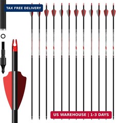 12PCS 32″ Carbon Arrows 300 350 400 Spine w/ Removable Tips Archery Bow