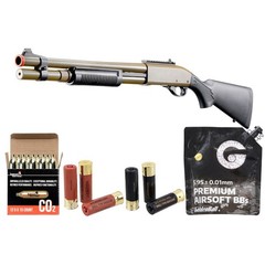 Golden Eagle M870 3/6-Shot Pump Action CO2 Airsoft Shotgun w/ Mock Shell Tube &