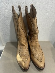 Vintage Rare Dan Post Western Leather Fancy Boots 8 1/2 EW Free Shipping