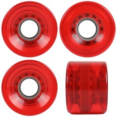 Longboard Wheels 60mm x 44mm 83A Clear Red 4-Pack with Abec 7 Bearings, Spacers