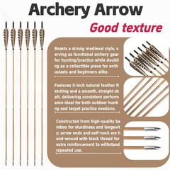 12X 33″ Bamboo Arrows Archery 5″ Feather 8mm Shaft Longbow Recurve Bow Shooting