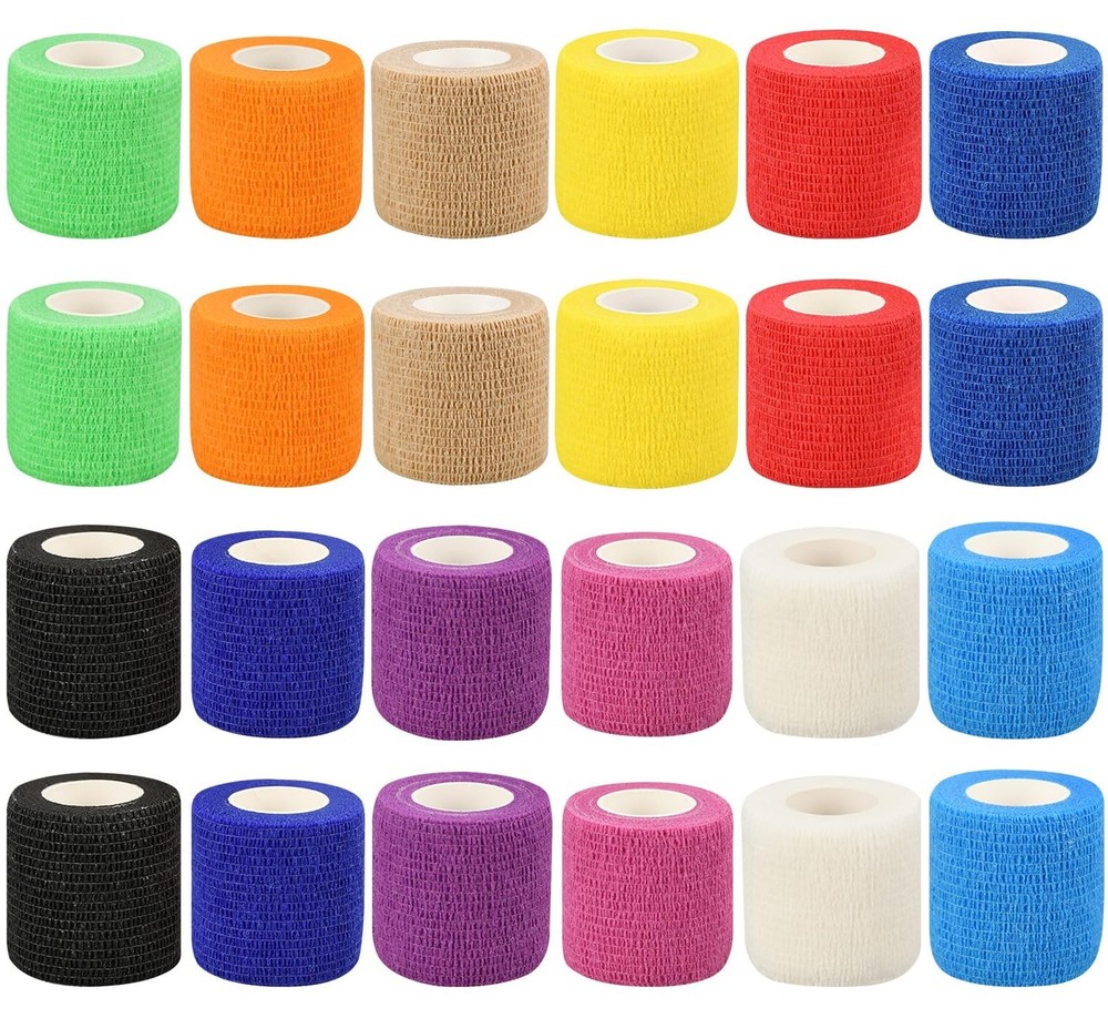 24pcs Self Adhesive Bandage Wraps, 2in 5 Yards, 12 Colors, Vet Wrap for Sport…