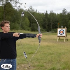 45 Lb Recurve Bow Kit For Adults With 12 Hybrid Carbon Arrows Bow Bag Included