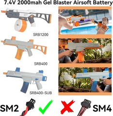 Rechargeable 7.4V 2000mAh LiPo Battery Pack for Airsoft Gel Blasters – 2 Pack