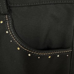 Ovation Black Horse-Riding Breeches Pants, Size 28R, Full Seat Rhinestones Studs