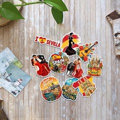 100 PCS Spain Travel Stickers Pack, España Vinyl Waterproof Stickers of Madrid