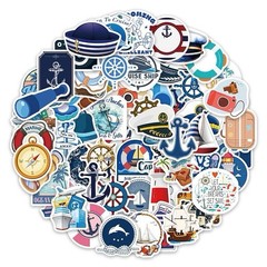30Pcs Random Nautical Cruise Travel Vacation Waterproof Sailboat Anchor Stickers
