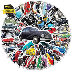51 PCS Vintage Classic Car Stickers Pack for Kids Teens Adults Classic Cars Wate