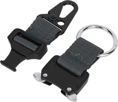 Tactical Key Chains for Mens, EDC Gear Clips with HK Clip, Large Military Black