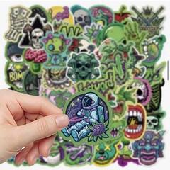 50pcs Weed Stickers Cannabis 420 Green Leaf Smoking Vinyl Decals US Seller
