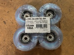 Luminous LED Quad Roller Skate Wheels BLACK PEARL 58mm 100A 4-PK LUWL-QLU58-GL